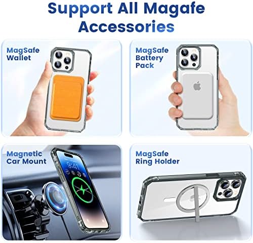 NULETO 【Калъф 3 в 1 за iPhone 14 Pro: калъф за iPhone 14 Pro MagSafe със защитно фолио от закалено стъкло 9H и защита на обектива на камерата,