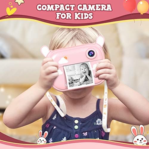 Детски фотоапарат с незабавна печат Tohsssik Бъни за момичета в подарък и 6 бр. на ролки за печат