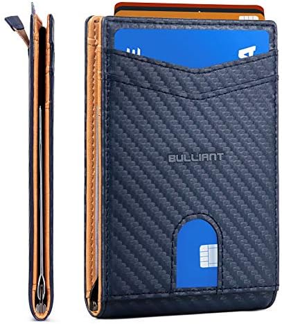 Преден джоб за Фино чантата BULLIANT, Мъжки Двойна портфейл с щипка за пари, 10 Картички 3,1 х 4,5, достъп с едно щракване на