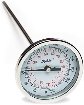 SP Bel-Art, термометър с биметаллическим dial H-B DURAC; от -20 до 120° C (от 0 до 250F), 1/2 инча. Резбово съединение NPT, циферблат 75