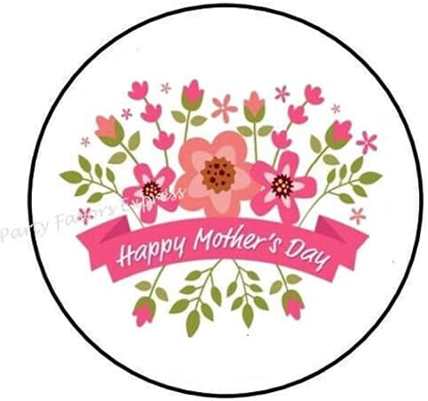 1,5 Цолови Стикери с цветя Ден на майката - Етикети ден на майката - Етикети Ден на майката, етикети с флорални уплътнения за