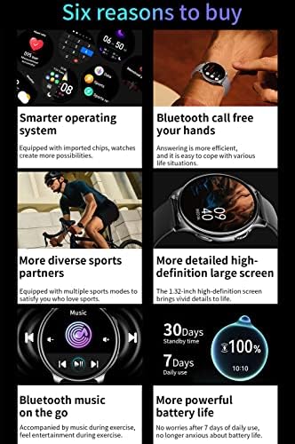 Смарт часовници за жени и мъже със сензорен екран 1,32 инча, фитнес тракер, Водоустойчив Умен часовник с функция за заключване с Парола