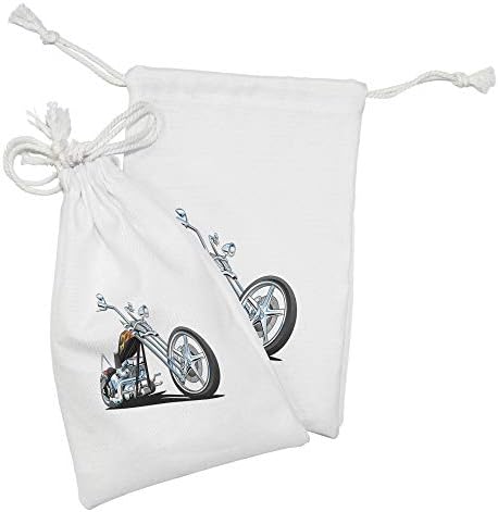Тъканта чанта Ambesonne Manly, Комплект от 2 теми За състезания на мотоциклети American Chopper Tough Wild Cool Sport, Малка
