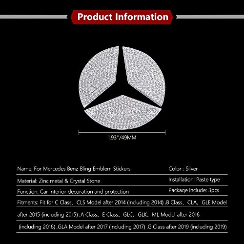 LECART 3 бр. за Mercedes Benz Bling Емблема на Волана Стикер Кристал в Интериора на Автомобила Логото на Волана Декорация Аксесоари,