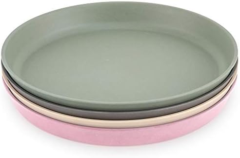 Бамбукови чинии WeeSprout (Розово, Зелено, сиво и бежово, Без капачки)