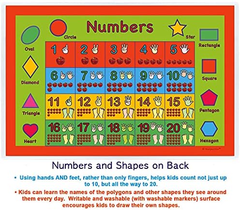 Детски подложка за физическо обучение (Една азбука 4 в 1, цифри, форми, Цветове и Един Свят с център в САЩ (2 опаковки))