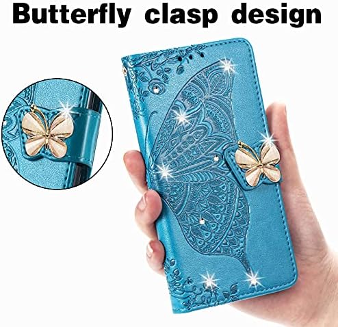 Чанта-портфейл Dinglijia за Samsung Galaxy A14 5G, калъф от изкуствена кожа с шарени пеперуди, магнитна закопчалка и държач за