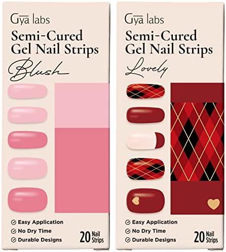 Комплект стикери за нокти Gya Labs - Трайни нокти за жени - Ленти за нокти с Наполовина отвержденным гел (20 бр.) - Набор от