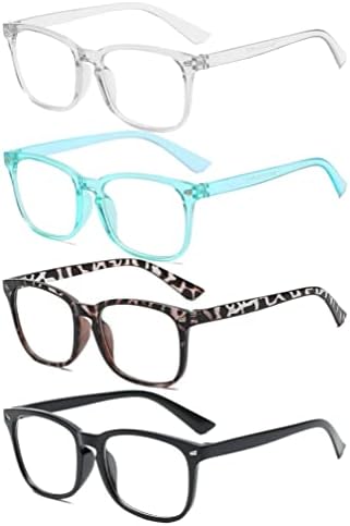 Очила за четене CVVTSPE, 4 опаковки, Блокиране на Синя Светлина, Мъжки и Женски Очила За четене, по-Леки Очила с Антирефлексно покритие/UV-филтри