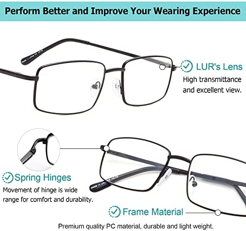 LUR 3 опаковки на метални очила за четене + 3 опаковки очила за четене без рамки (само 6 двойки ридеров + 2,75)