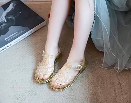 Желейная обувки за малки момичета; Летни Плажни Желейные Сандали в стил Ретро; Сандали с Т-Образно каишка; Блестящи Бели Обувки