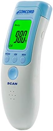 Безконтактен инфрачервен термометър Concord за челото с трехцветным LCD дисплей, 3 режима на измерване на температурата на тялото, повърхности