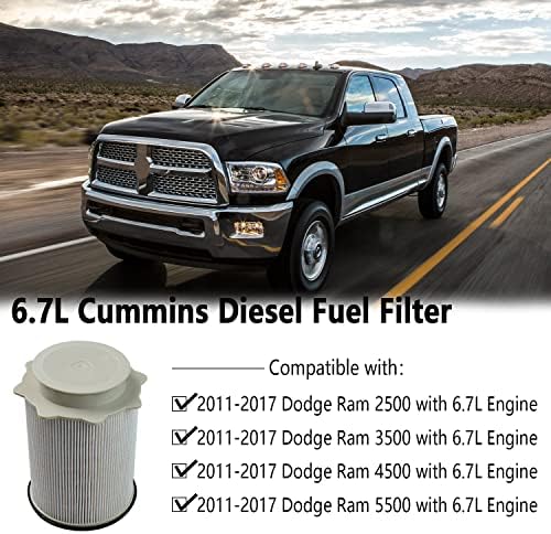 6.7 L Дизелов горивен филтър Cummins е Съвместим с 2011-2021 дизелови двигатели Dodge Ram 2500 3500 4500 5500 6.7 L L6 Turbo Сменете