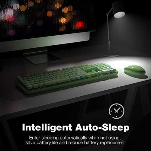 Безжична Комбинирана клавиатура и мишка - GEEZER Маслинено-Зелена пълен размер Цветна клавиатура 104 Клавиша - USB-приемник 2.4 G Щепсела