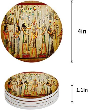 Поставка за напитки, Абсорбиращи Подложки за бар от естествен Керамичен камък, Комплект от 6 на Каботажните за чаши в египетски стил,