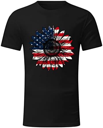 UBST 4 юли, Патриотични тениски за мъже, Къс ръкав, Флаг на САЩ, Цветен принт, Тениски с кръгло деколте, Лятна Ежедневни Тениска