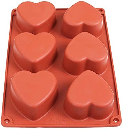 Силиконова форма homEdge с 6 Кухини във формата на Сърца, 3 Опаковки Форми във формата на Сърце за направата на Сапуни ръчно изработени,