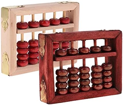 Детски abacus Teerwere, 2 броя, Китайски Дървена Abacus, Играчка, Инструмент за броене на 5 цифри (Цвят: кафяв размер: One Size)