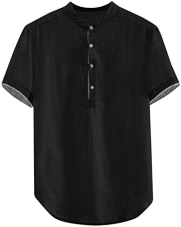 Мъжка Риза на Сиво Ленено Размер, Широки Плочи, Памучен Тениска С Къс Ръкав, Однотонная Блуза, копчета, Мъжка Блуза