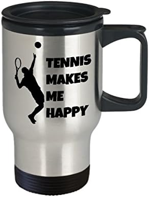 Тенис Кафе Пътна Чаша за Най-добър Забавен Уникален Тенисист Чаена Чаша е Идеална Идея За Мъже Жени Тенис ме прави щастлив