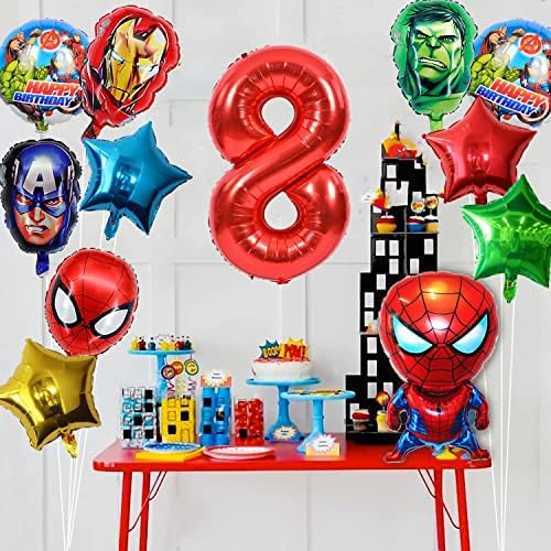 Superhero рожден ден Парти с балони,балони супергерой на Марвел, балони паяк,супергерой балони на 8 момчета супергерой на тема рожден ден украса