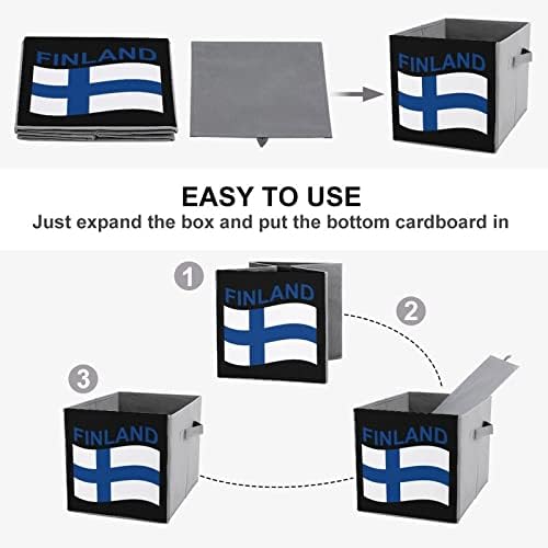 Флаг Финландия Платно Сгъваеми Кутии За Съхранение на Кубичен Органайзер Кошници с Дръжки за Домашния Офис, Автомобил