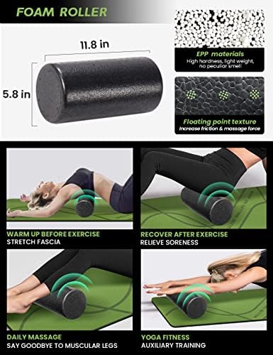 KNOWYOGA Yoga Starter Kit 12 в 1 - Комплект за йога-Включва подложка за йога, поролоновый валяк, 4 Эспандера, 2 опаковки блокове за йога