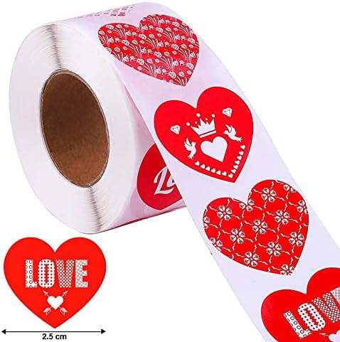 500 броя Забавни Стикери във формата на Сърце, Етикети с Надпис Love Heart, Етикети за Свети Валентин, Сватбени Декорации за Деня на Свети