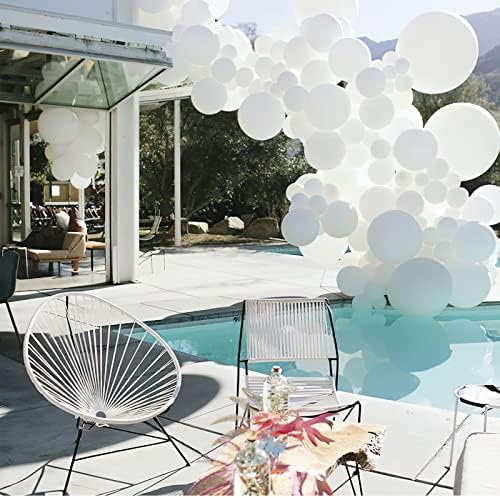 Бели балони PartyWoo, 85 бр. Бели балони с различни размери, Опаковки от 18 см, 12 См, 10 См, 5 см, за Арки, Гирлянди от балони и като
