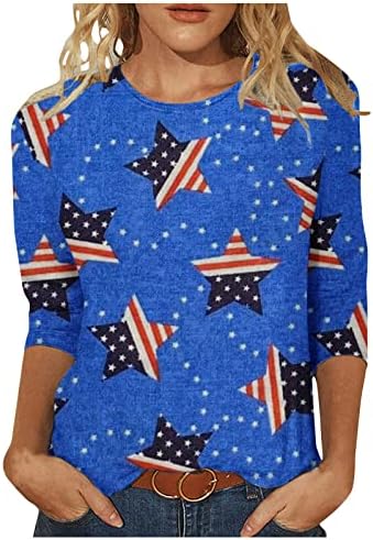 Dgoopd Тениска С Американския Флаг, Дамска Риза С 3/4 Ръкав, Патриотични Фланелки с Градиентным Принтом, Вратовръзка-Боя се, Междузвездни