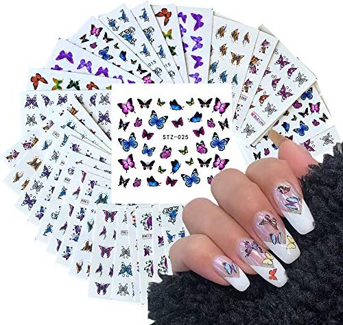 30 Листа Стикери за дизайн на ноктите с пеперуди за Акрилни нокти Переводные Етикети с Вода за Жени Стикер за Дизайн на Ноктите