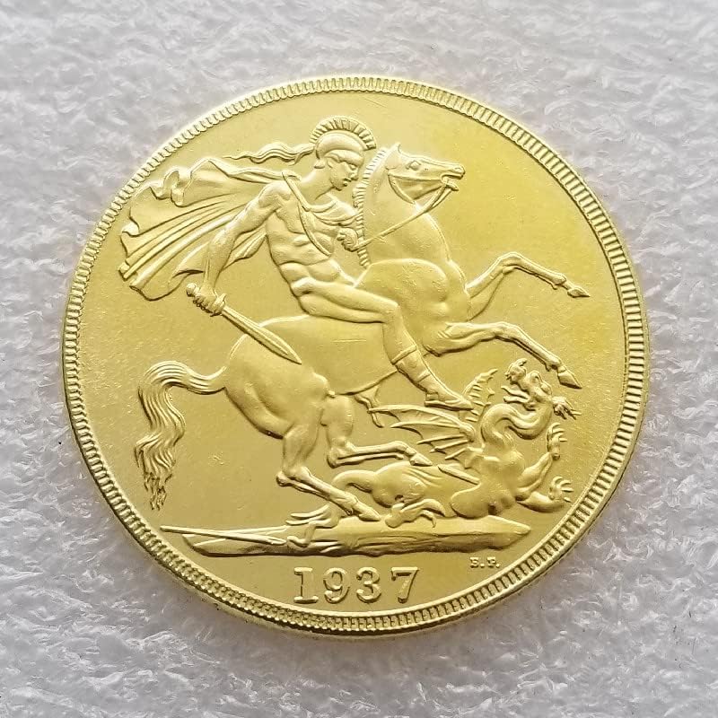 AVCITY, британски конен меч, 1937, антични възпоменателна монета ръчно изработени, златна монета, месинг материал 2855