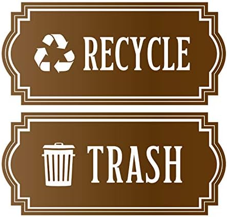 Изхвърляне на боклук и Елегантен стикер за организиране на кошчета за боклук или контейнери за боклук и стени - Винил premium Style 2 (средни,
