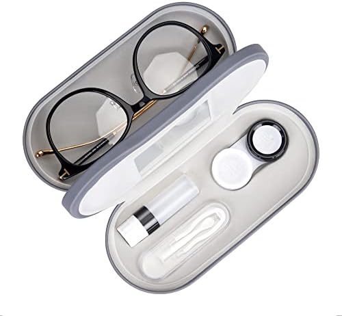 Калъф за контактни лещи и очила Muf 2 в 1, двустранен дизайн с двойно предназначение, фланец и преносим, Пинсети и бутилка