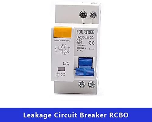 1 бр. ключ остатъчен ток DPNL DZ30L 230-1 P + N със защита от претоварване работен ток и късо съединение RCBO MCB (Размер: 32A)
