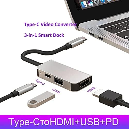 SXYLTNX USB C 3.1 към HDMI-Съвместим USB 3.0 Докинг център 3 в 1 C USB Адаптер 4K Видео PD Конвертор за Зареждане