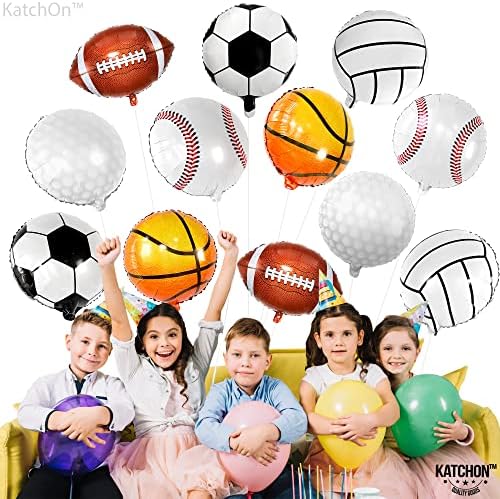 Големи 12 парчета, Майларовые Спортни балони - 18 инча | Аксесоари за рожден Ден в спортната тематика | Футболни и Бейзболни