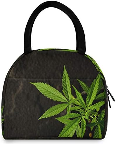 Случайна чанта за обяд Дамски - Листа марихуана Големи Запечатани Торби за Обяд с плечевыми ремъци за работещи жени