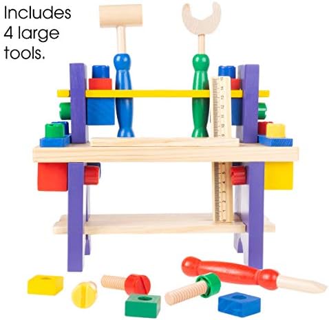Хей! Играй! Детска пейка и набор от инструменти - Магазин с Плот от масивна дървесина, Строителен комплект за ролеви игри, Включва