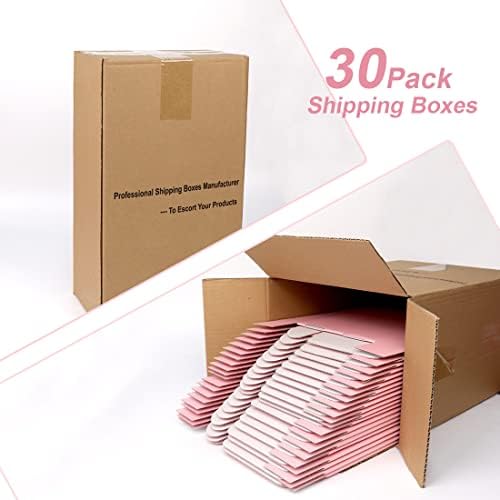 Опаковка OUGEBOX от 30-9x6x2-инчов Кутии за доставка за Малкия бизнес, Розови Картонени Гофрирани Пощенски Кутии за доставка, Опаковки,