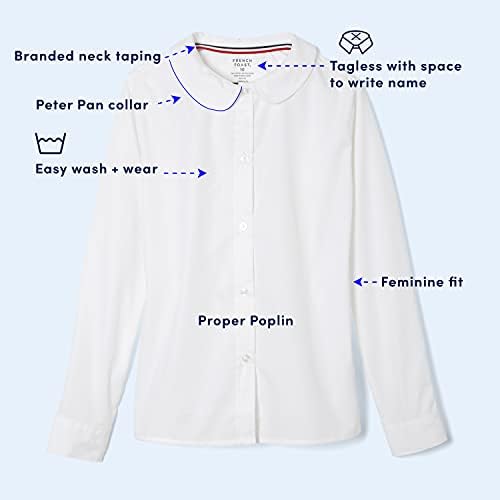 Тканая риза за момичета French Toast с дълъг ръкав и яка Питър Пан (Стандарт и плюс)