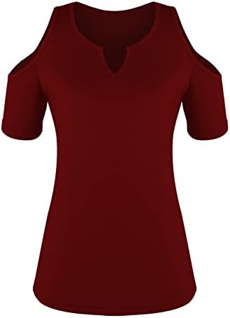 Космическа Риза Дамски Модни и Ежедневни С V образно деколте Однотонная Свободна Тениска С Къс Ръкав Топ Дамски Ежедневни Ризи