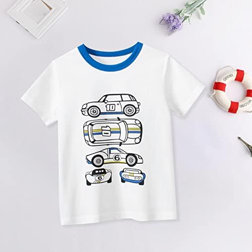Тениски с къс ръкав за малки Момчета, Ежедневни Памучни Тениски С образа на Състезателна Кола, Летен Топ С деколте Лодка,