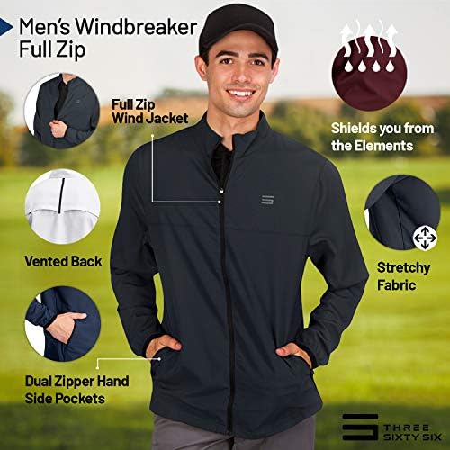Мъжки якета-windbreakers Three Sixty Six - Пуловер за голф с цип Наполовина - Ветровка с вентилация, Сухо кацане