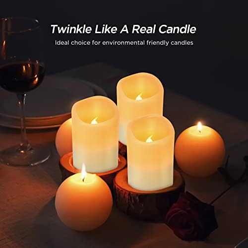 Беспламенные свещи Hausware Набор от свещи, работещи на батерии от 12 (D: 3x H: 4) Блещукащите свещи въз основа на настоящия