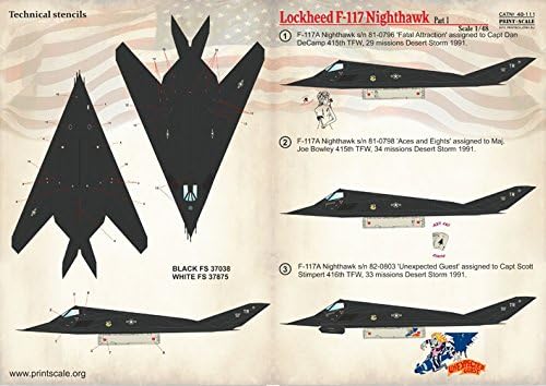 Стикер за самолета Lockheed F-117 Nighthawk Part-1 В МАЩАБ 1/48 48-111