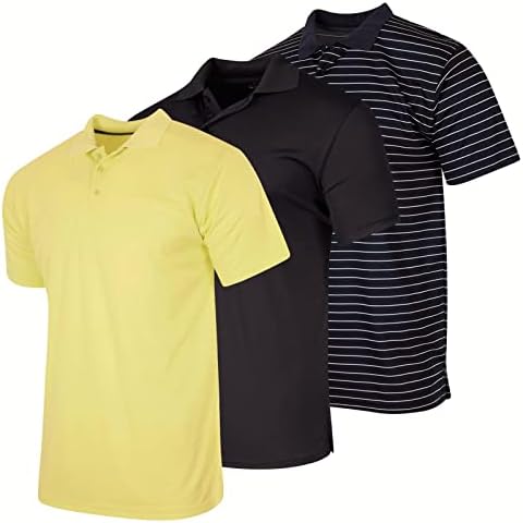 Real Essentials 3 опаковка: Мъжки Бързосъхнеща спортна риза Поло с къс ръкав Performance (на разположение в големи и високи размери)