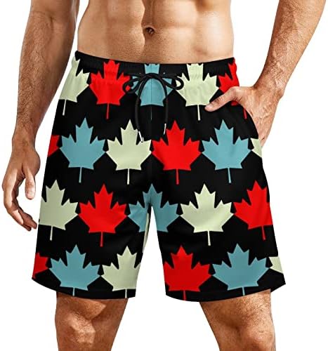 Мъжки Бански Canada Maple Leaf Компрессионной Подплата 2 в 1, бързо съхнещи Плажни къси панталони с Джобове