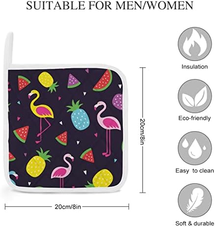 Цветни кухненски ръкавици с фламинго и Диня, 8х8 Топлоустойчива Горещи Подложки, кухненски ръкавици, Защита на Работния