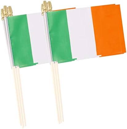 Lebei Ireland Ирландски Флаг-Пръчка Малки Мини Ръчни Знамена с размери 4x6 Инча 12 бр.